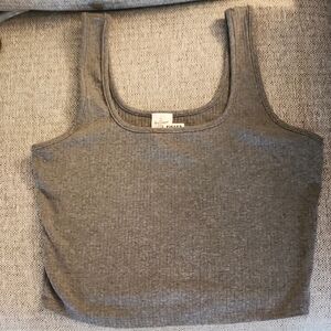 Stylish Gray Ribbed Tank Top
